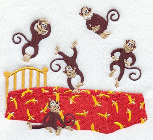 Five little monkeys, jumping on the bed *