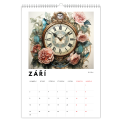 Kalendář Starožitné hodiny s kvetoucími růžemi