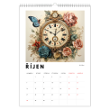 Kalendář Starožitné hodiny s kvetoucími růžemi